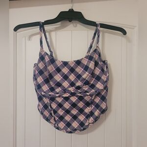 Victoria's secret pink plaid cinched micro corset top NWOT women's XXL